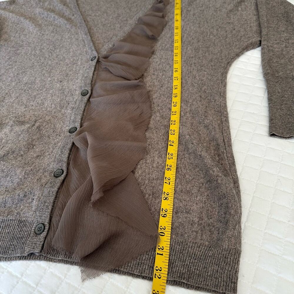 Elizabeth & James Gray Ruffle Cardigan, size large - Picture 5 of 12